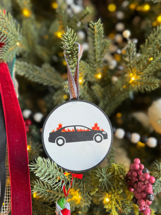 Car On Fire Ornament
