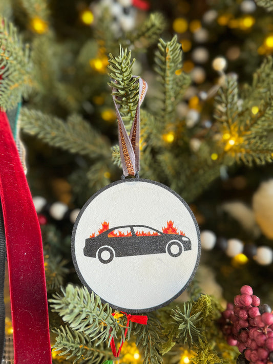 Car On Fire Ornament